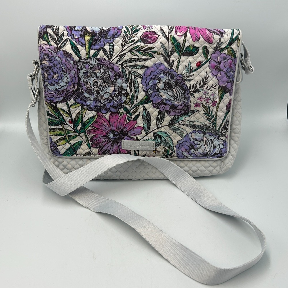 Vera Bradley Bag Ladybug Lavender Meadow Iconic Turnabout Crossbody Purse Purple